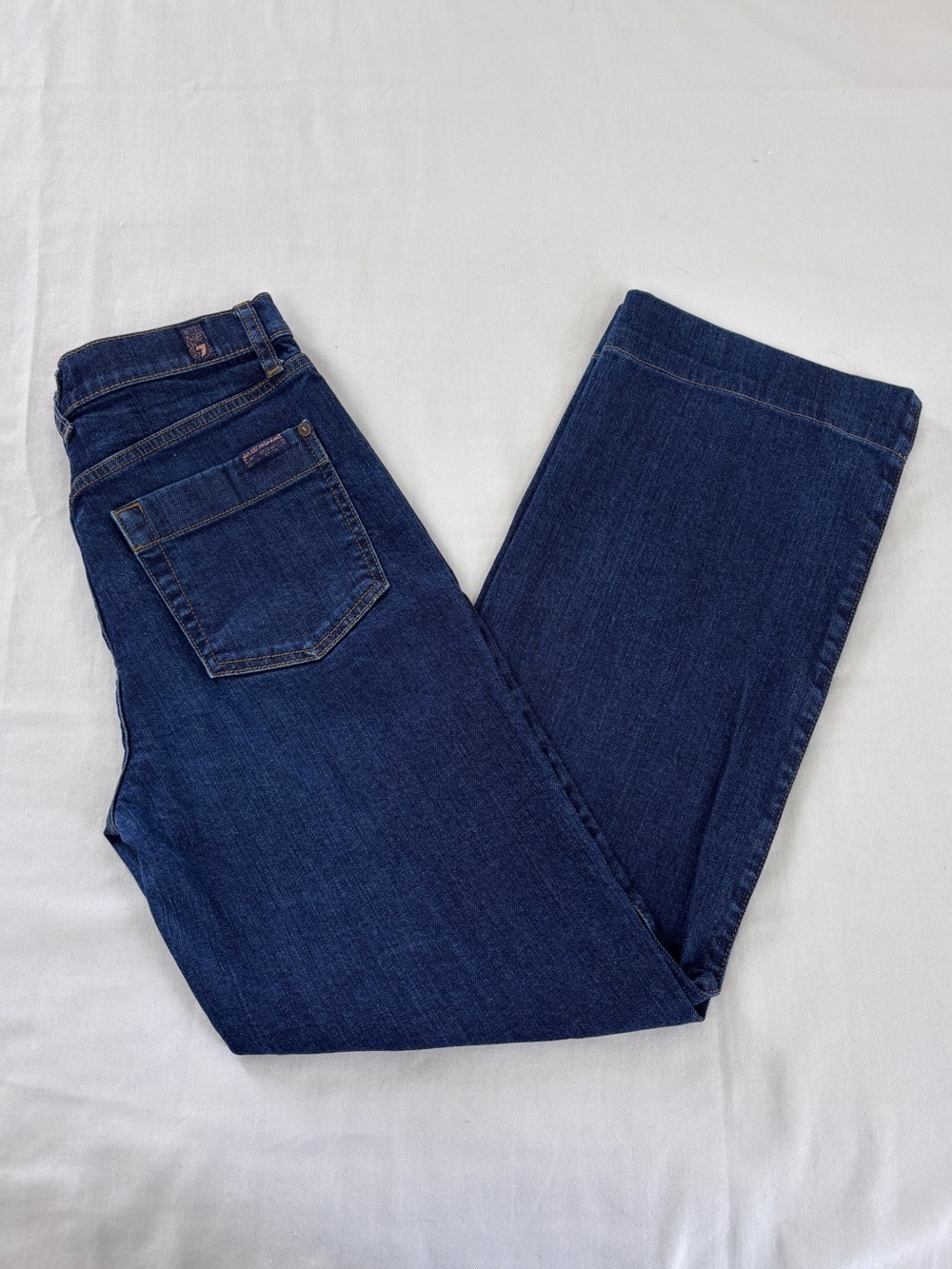 7 For All Mankind High Rise Wide Leg Denim Jeans Dark Wash Women's 27 (28x28) - Picture 5 of 14